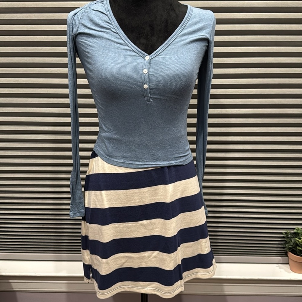 PINK Victoria's Secret Blue and White Skater Skirt